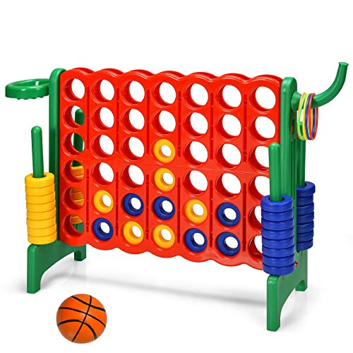 Giant 4-in-a-Row Game with Basketball Hoop