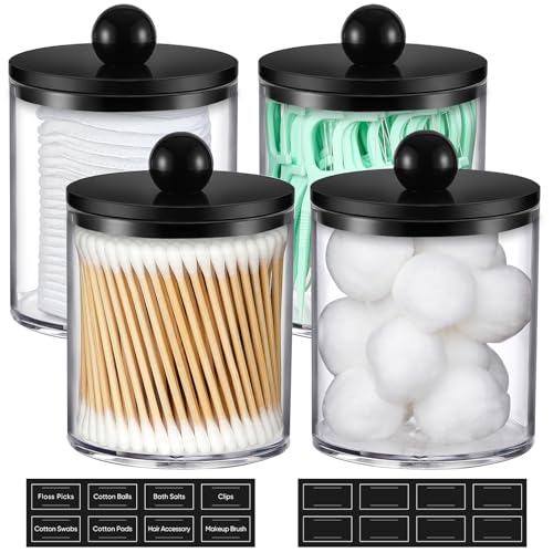 4 Pack Acrylic Qtip Holder Bathroom Apothecary Jars