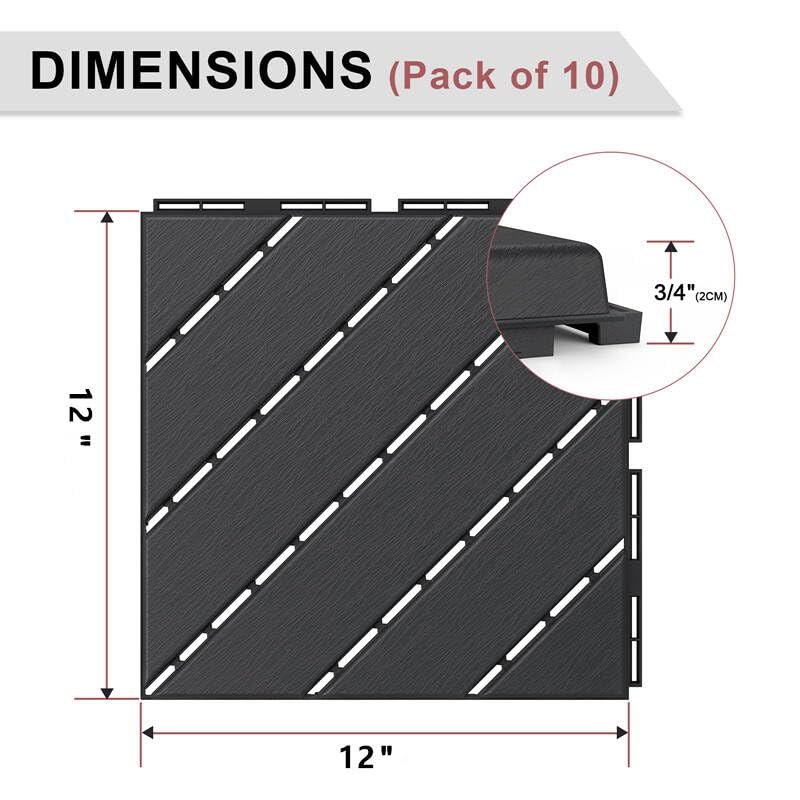 VANCASTLE 12" x 12" Waterproof Outdoor Floor Tiles