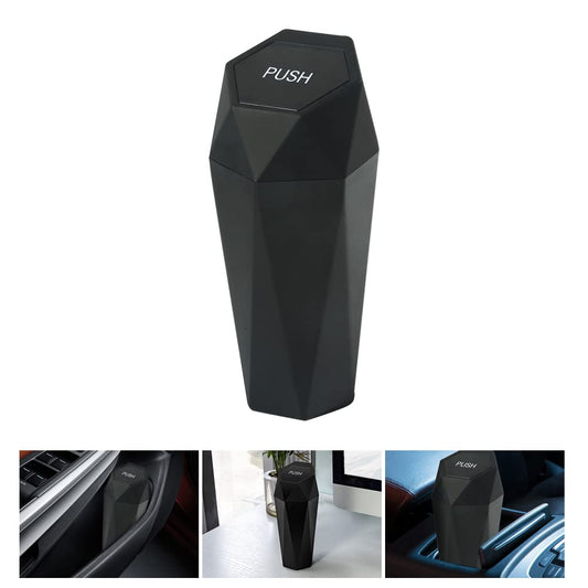 AOCISKA Car Trash Can with Lid, 2L Capacity, Plastic, 7.8 x 3 x 3 Inches, Diamond Design, Multi-Functional