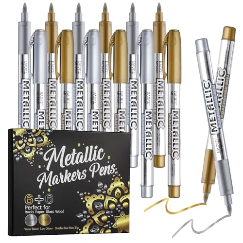 12 Pack Fine Tip Metallic Paint Markers