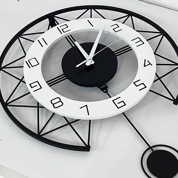 17" Modern Silent Wall Clock with Pendulum