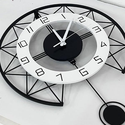 17" Modern Silent Wall Clock with Pendulum