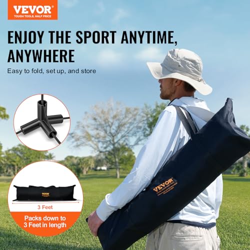 VEVOR Badminton Net, Height Adjustable Volleyball Net, 20ft Wide Foldable Pickleball Net, Portable Tennis Net Set with Poles, Stand, Bag, Rackets, Nylon Shuttlecocks, Kid Backyard Indoor Outdoor Use