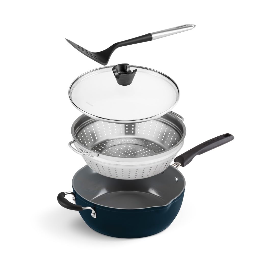 Cuisinart 4-Pc Navy Cookware Set with Steamer