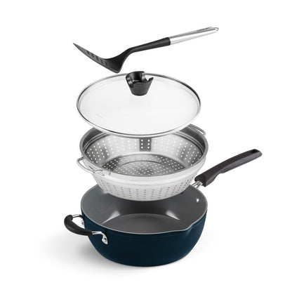 Cuisinart 4-Pc Navy Cookware Set with Steamer