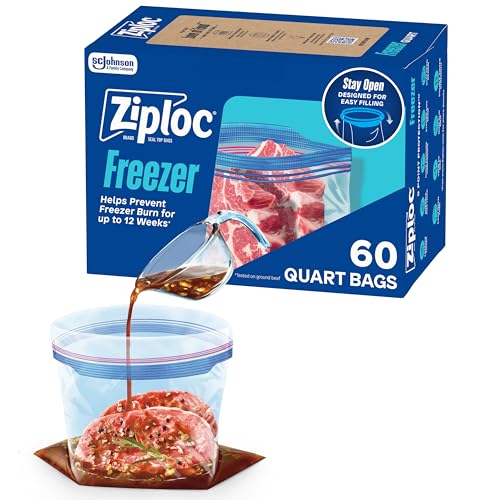 60 Count Ziploc Quart Freezer Storage Bags