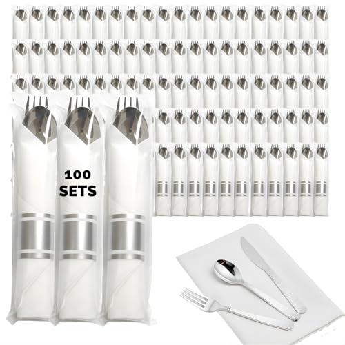 100 Count Skywin Wrapped Plastic Cutlery Sets
