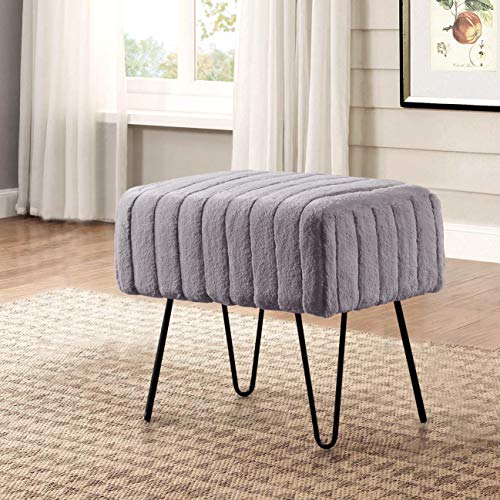Faux Fur Ottoman Bench Foot Rest for Living Room