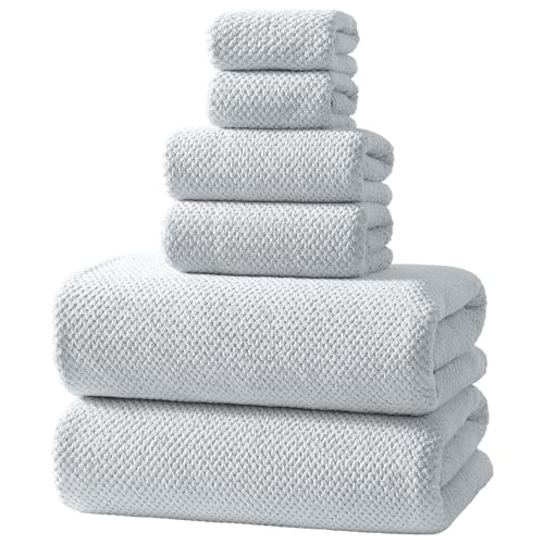 6 Piece Ultra Absorbent Coral Fleece Towel Set