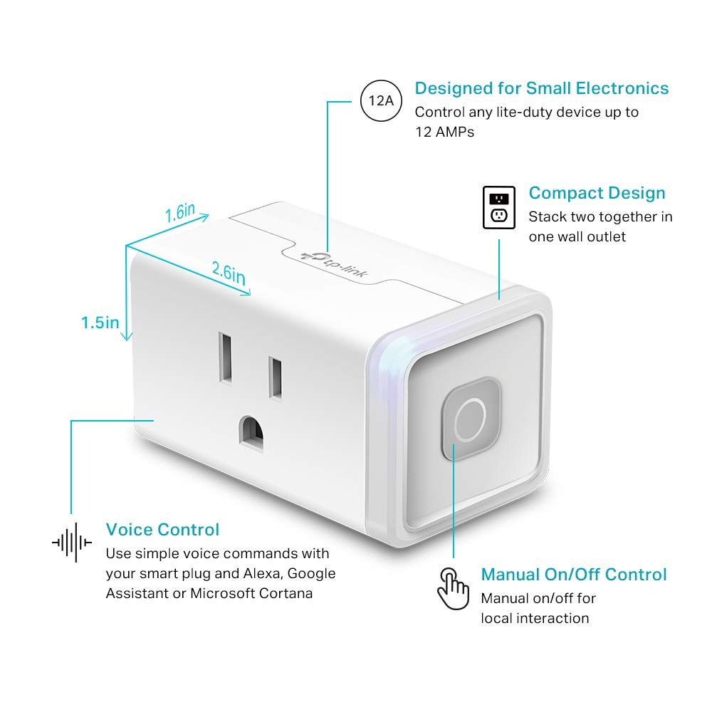 Kasa Smart Plug HS103P4, Smart Home Wi-Fi Outlet Works with Alexa, Echo, Google Home & IFTTT, No Hub Required, Remote Control, 15 Amp, UL Certified, 4-Pack, White