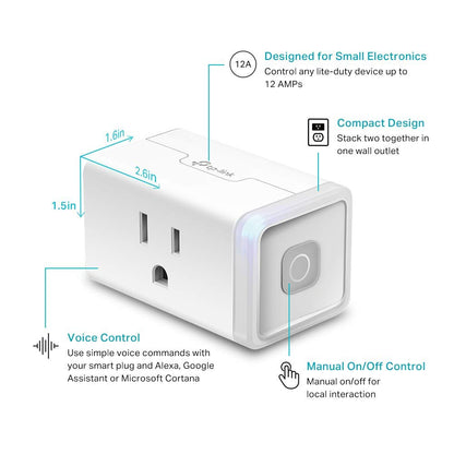 Kasa Smart Plug HS103P4, Smart Home Wi-Fi Outlet Works with Alexa, Echo, Google Home & IFTTT, No Hub Required, Remote Control, 15 Amp, UL Certified, 4-Pack, White