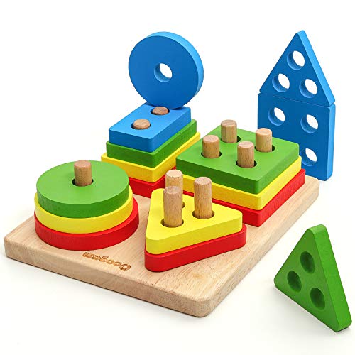 Wooden Montessori Shape Sorting Stacking Learning Toy