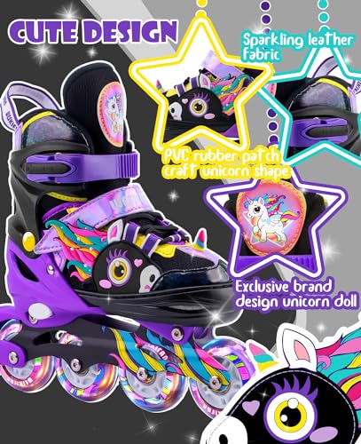 WESKIFAN Unicorn Inline Skates with Light Up Wheels