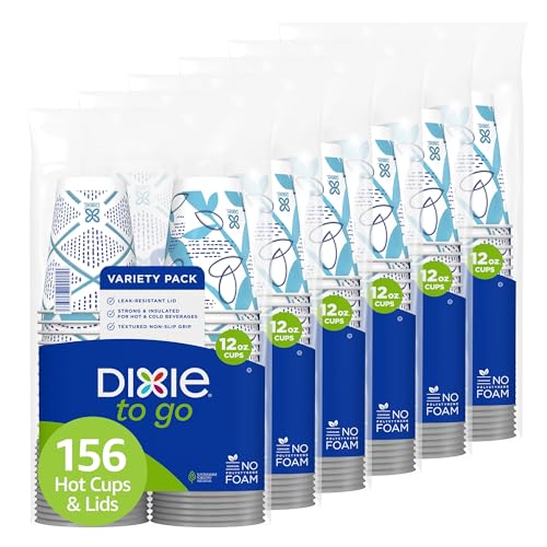 312 Count Dixie 12 oz Disposable Coffee Cups with Lids