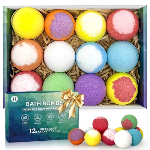 12 Pack Bath Bombs Gift Set, Natural Aromatherapy Spa