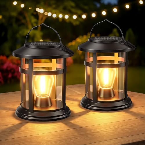 2 Pack Solar Waterproof Hanging Garden Lanterns