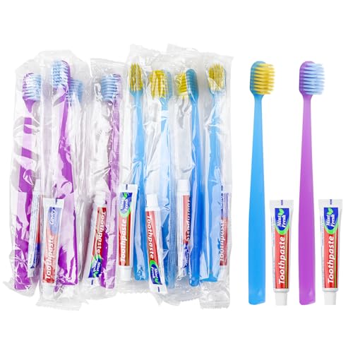 50 Pack Disposable Toothbrushes with Toothpaste Bulk