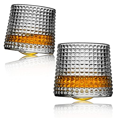 2 Pack Spinning Old Fashioned Whiskey Glasses