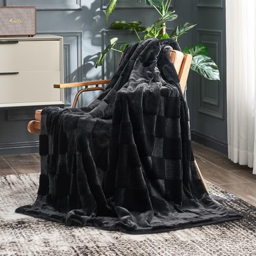 50 x 60 Inch Checkered Faux Fur Throw Blanket
