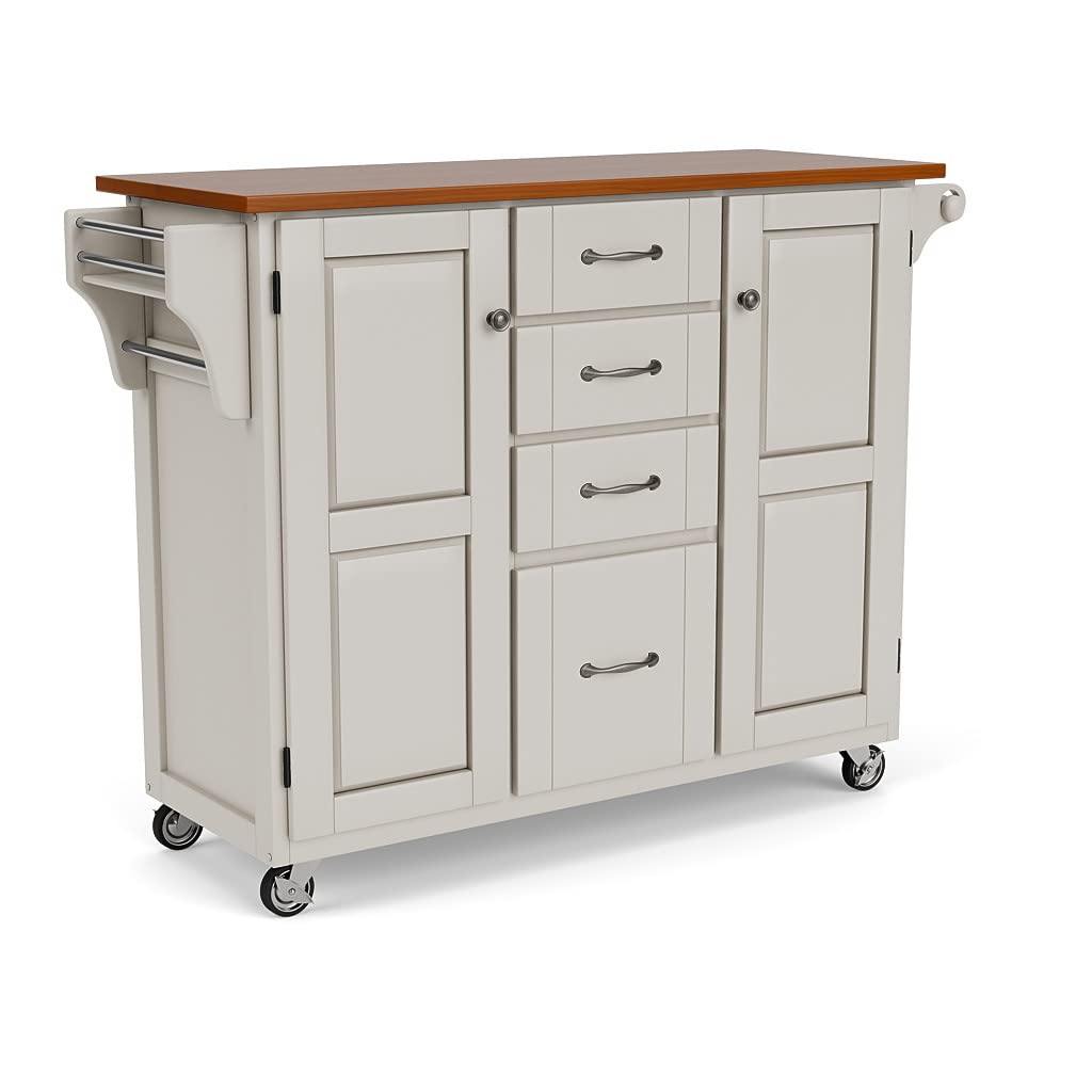 Create-a-Cart White 2 Door Cabinet Kitchen Cart with Oak Top by Home Styles