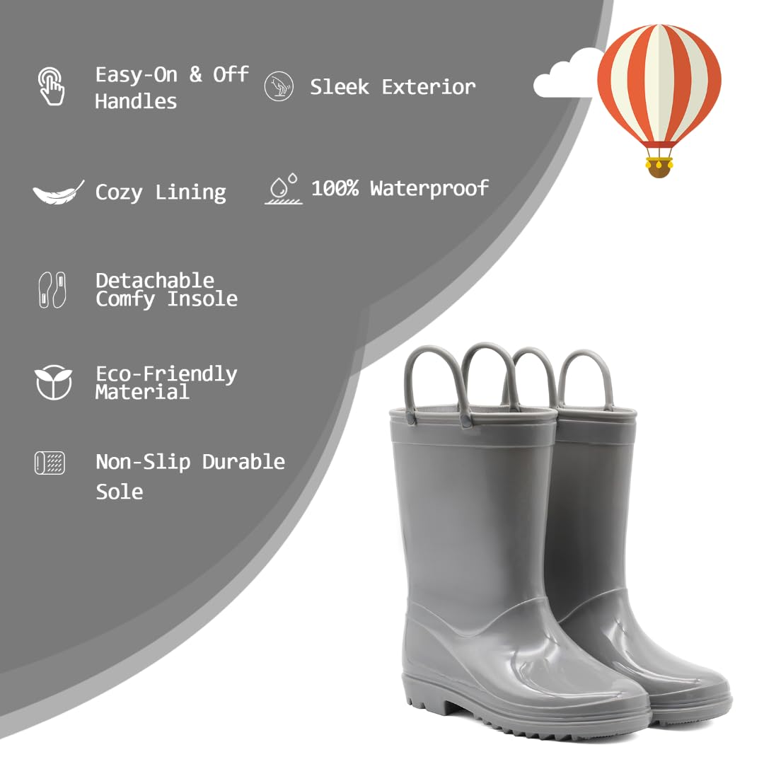 EUXTERPA Waterproof Kids Rain Boots with Handles