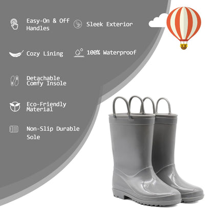 EUXTERPA Waterproof Kids Rain Boots with Handles