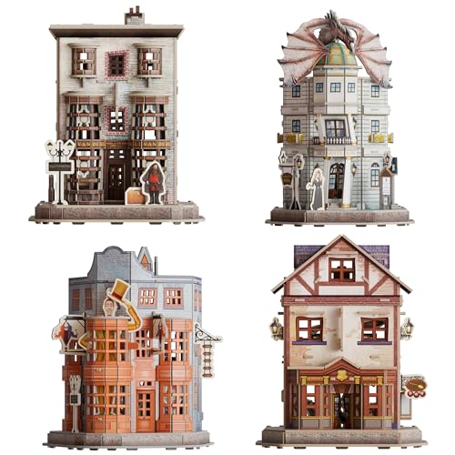 4D Build, Harry Potter Diagon Alley 3D Puzzle Model Kit, 4 Buildings, 287 Pcs, Harry Potter Gifts Desk Décor, 3D Puzzles for Adults & Teens 12+