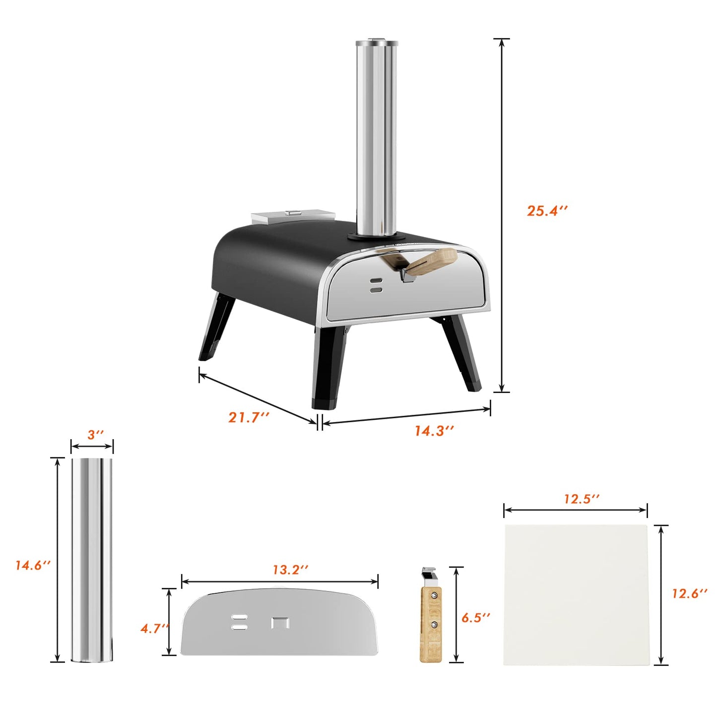 Outdoor 12" Wood Fired Pizza Oven Portable