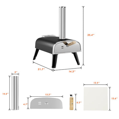 Outdoor 12" Wood Fired Pizza Oven Portable