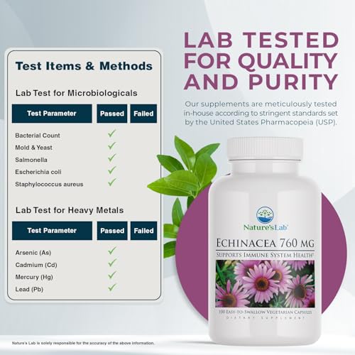 Echinacea 760mg Immune Support - 100 Capsules