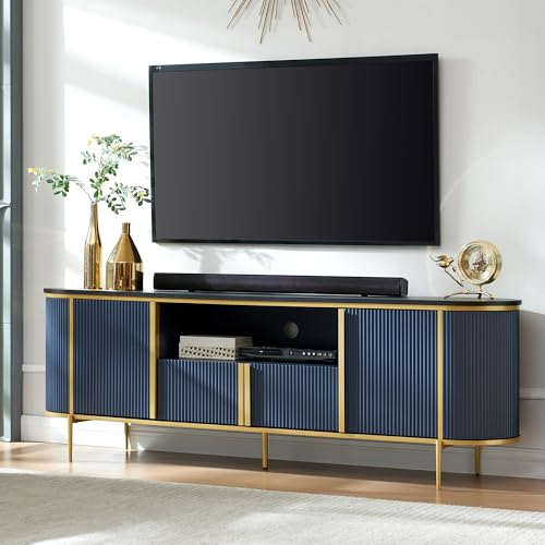 70" Fluted TV Stand with Faux Marble Top