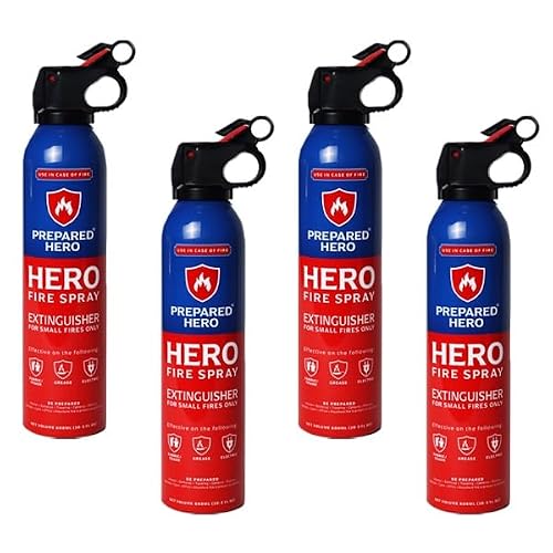 4 Pack Prepared Hero Fire Spray Extinguishers