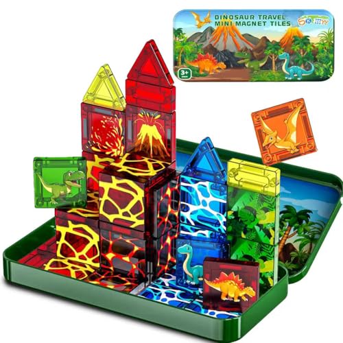 Dinosaur Magnetic Tiles Travel Set with Storage Box