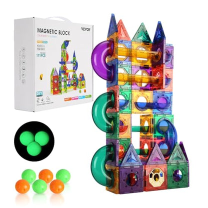 111-Piece VEVOR Magnetic Tiles Construction Game Kit