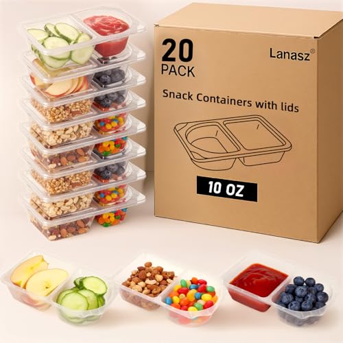 20 Pack Double-Compartment Reusable Snack Containers