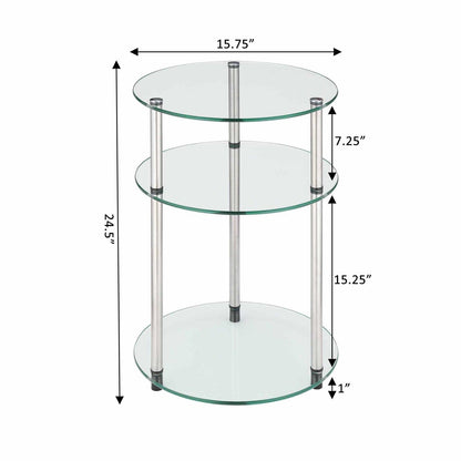 Convenience Concepts Designs2Go Classic Glass 3 Tier Round Table, Glass