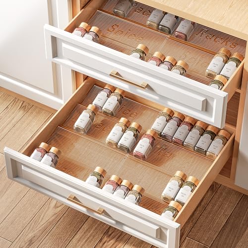 8 Pack Spice Drawer Organizer, 2-Tier Expandable Rack
