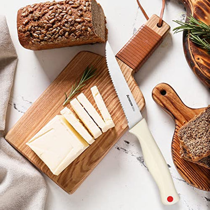 Astercook Steak Knife, Steak Knives Set of 8 with Sheath, Dishwasher Safe High Carbon Stainless Steel Steak Knife with Cover, White