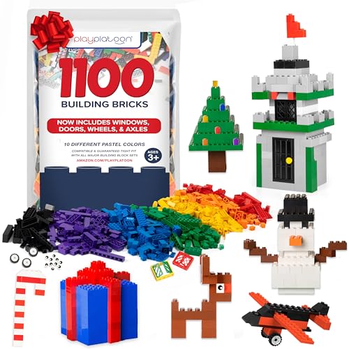 1100 Piece Building Bricks Set with Wheels