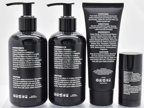 Gifts for Men,Mens Body Wash Gift Set Cleansing & Hydrating Skin w/Face Wash,Deodorant,Sandalwood & Cologne 3 in 1 Hair,Face & Body Wash,Mens Stocking Stuffers Christmas Gifts for Men Him Dad Husband