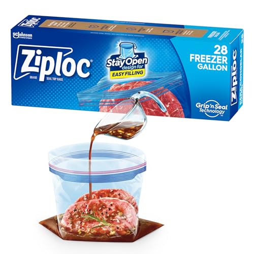 28 Count Ziploc Gallon Freezer Bags Stand-Up Bottom