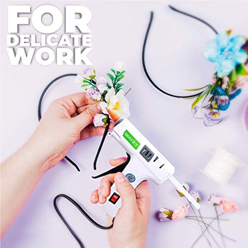 Hot Glue Gun Kit, MONVICT 40W Mini Glue Gun with Fine Tip & 30 Glue Sticks, Suction Cups Stand & Anti Stick Silicone Mat, On/Off Switch Design for DIY, Crafts, Home School Project…