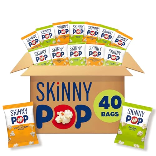 40 Count SkinnyPop Original and White Cheddar Popcorn