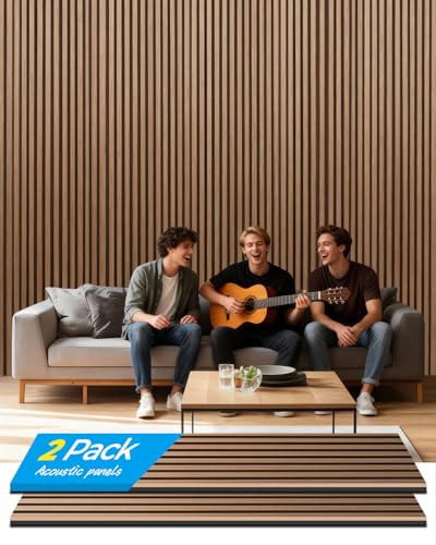 2 Pack 3D Wood Slat Acoustic Wall Panels