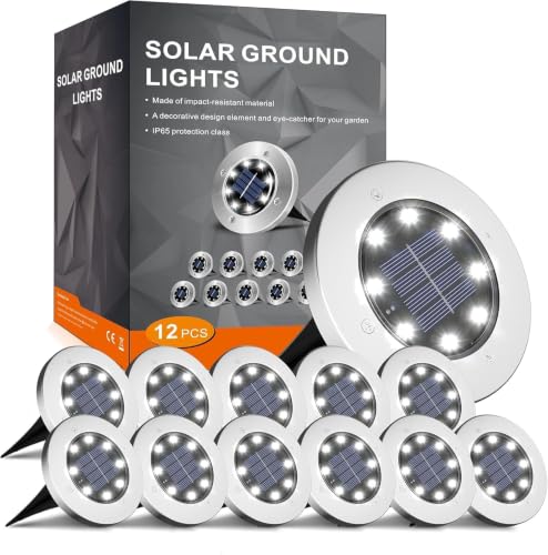 12 Pack Solar Outdoor Ground Lights Waterproof
