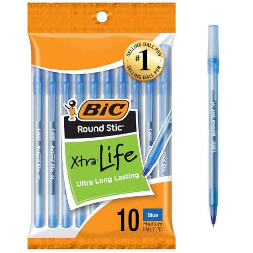 10 Pack BIC Round Stic Medium Ballpoint Pens