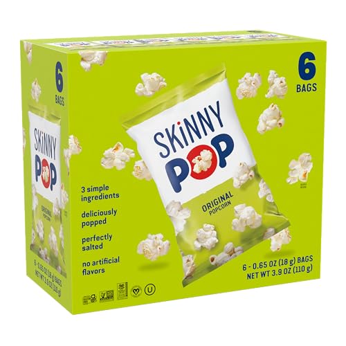 6 Count SkinnyPop Original Popcorn Snack Bags