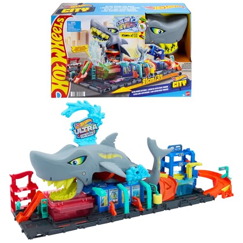 Hot Wheels City Ultra Shark Color-Change Car Wash Set