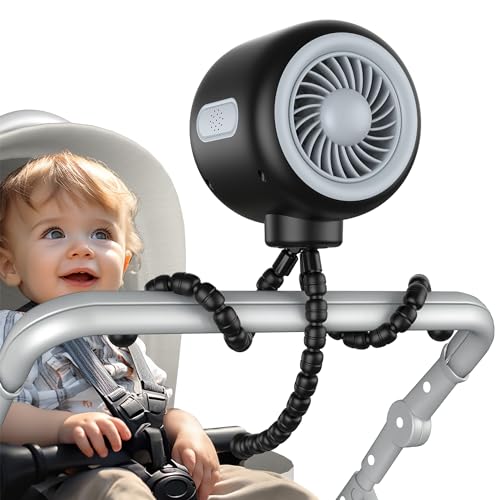 Portable Stroller Fan with Flexible Tripod, Rechargeable Battery